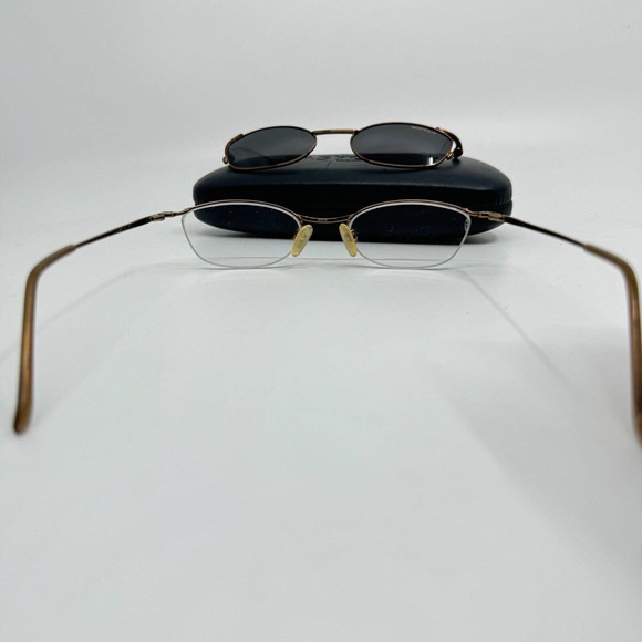 Easyclip Eyeglasses Gold Frame w Polarized ClipOn Sunglasses 49-19 H9563 - Picture 3 of 9